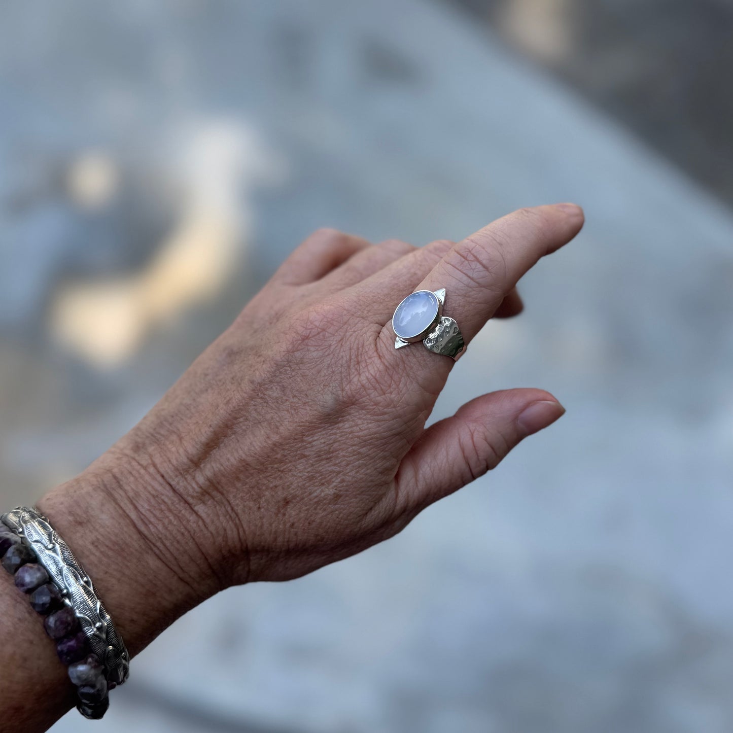 Inanna Ring | Blue Chalcedony SIZE: 10.5