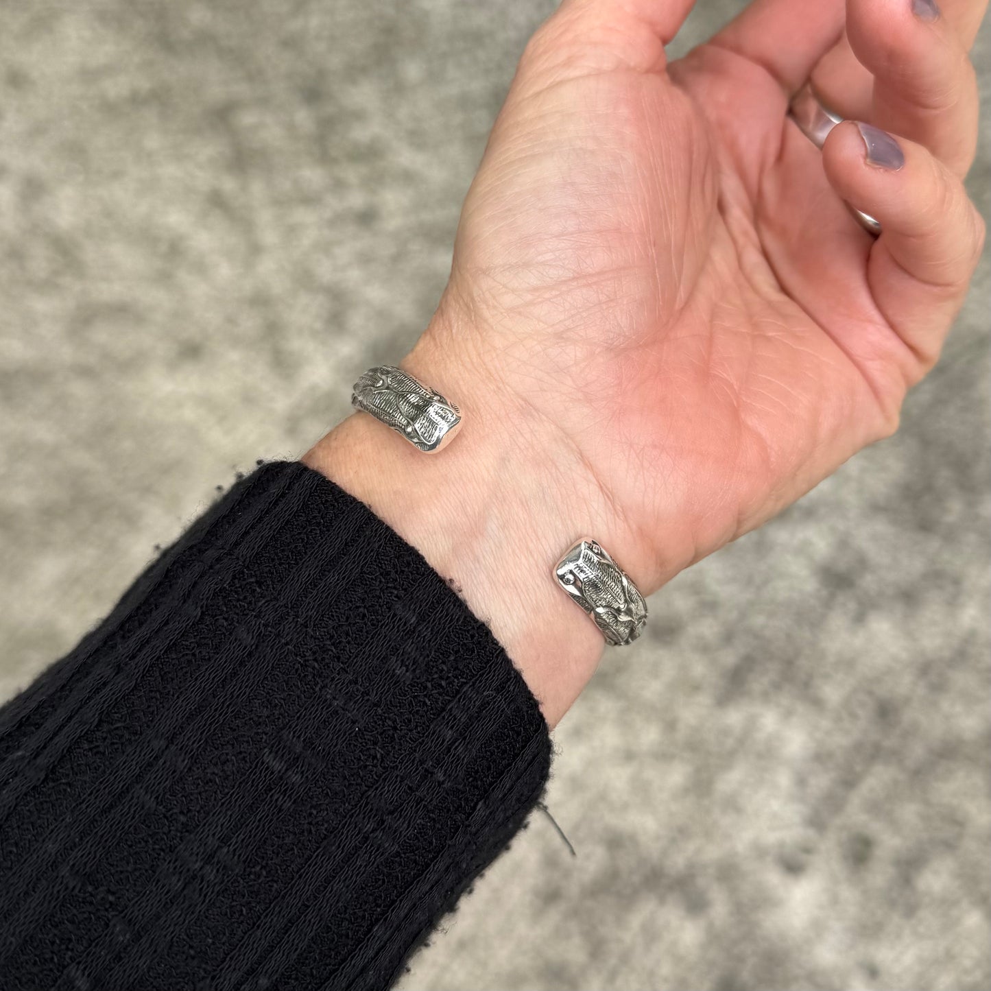 Elven Cuff Bracelet | Thick Sterling Silver Ethereal Bracelet