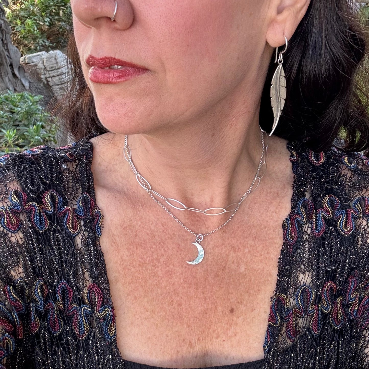 Crescent Moon Necklace ⋮ Hammered Texture