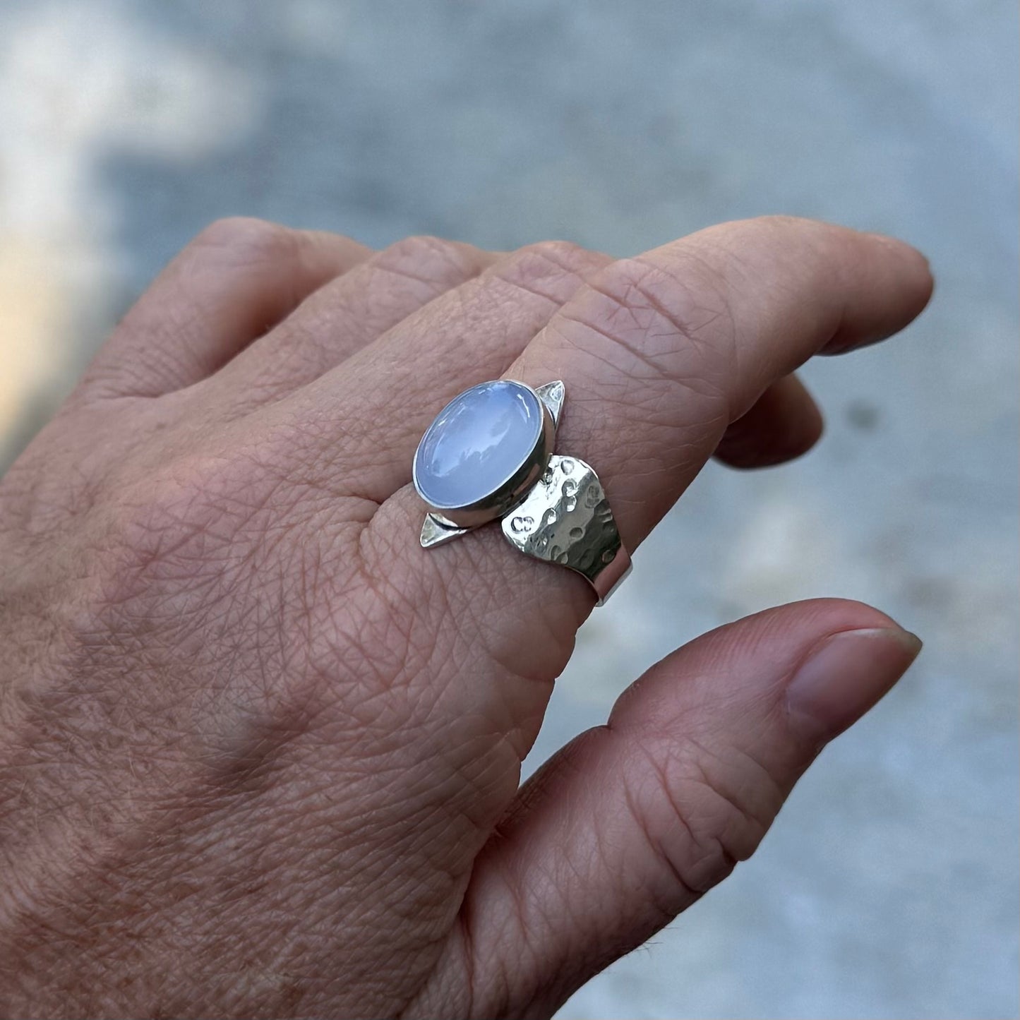 Inanna Ring | Blue Chalcedony SIZE: 10.5