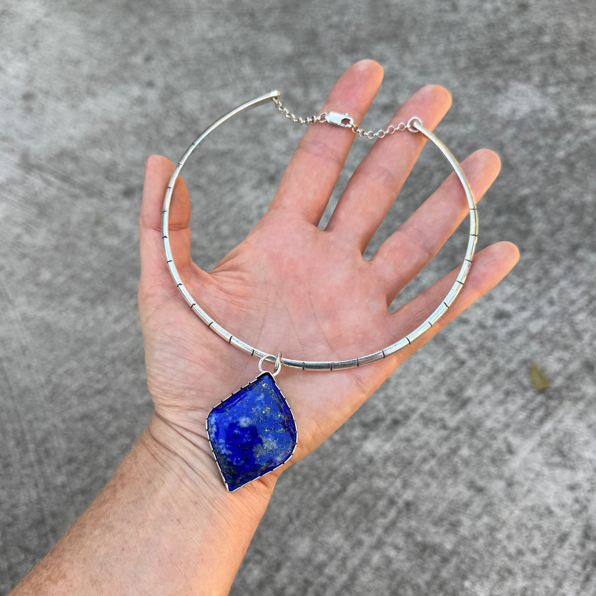 Lapis Lazuli Neck Cuff | Silver Necklace