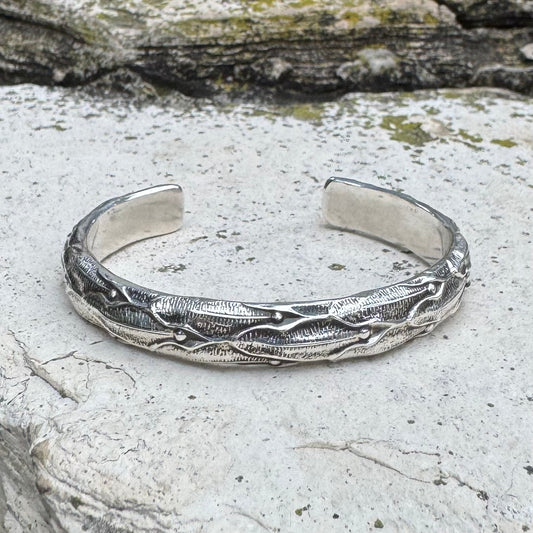 Elven Cuff Bracelet | Thick Sterling Silver Ethereal Bracelet