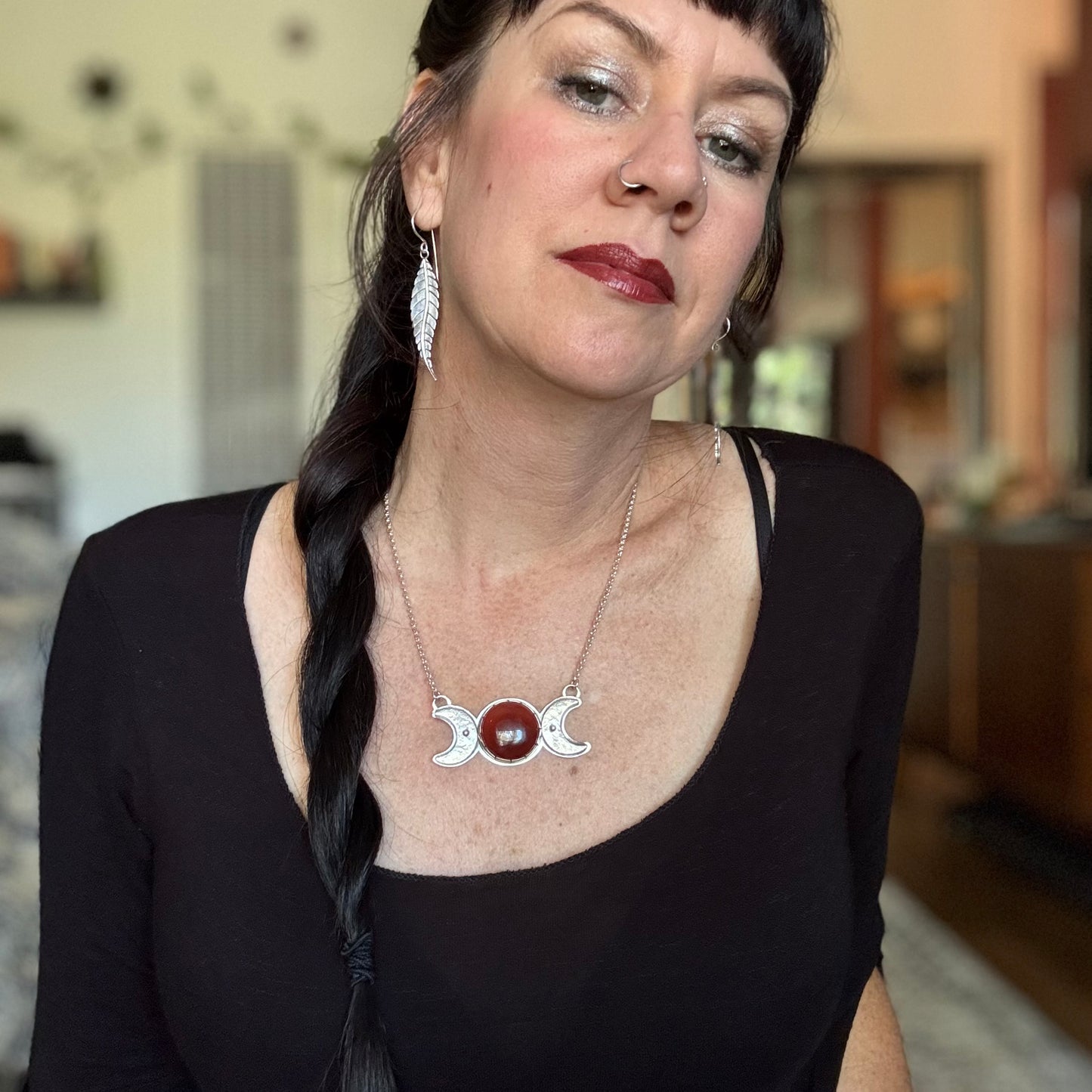 Triple Moon Necklace | Carnelian