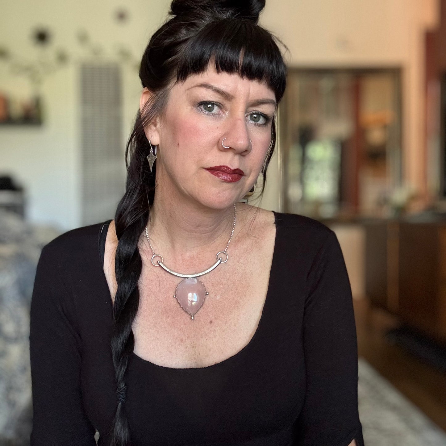 Guinevere Necklace | Rose Quartz & Silver