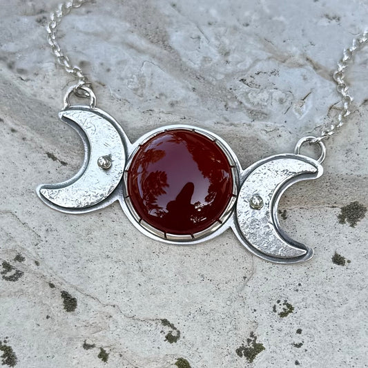 Triple Moon Necklace | Carnelian