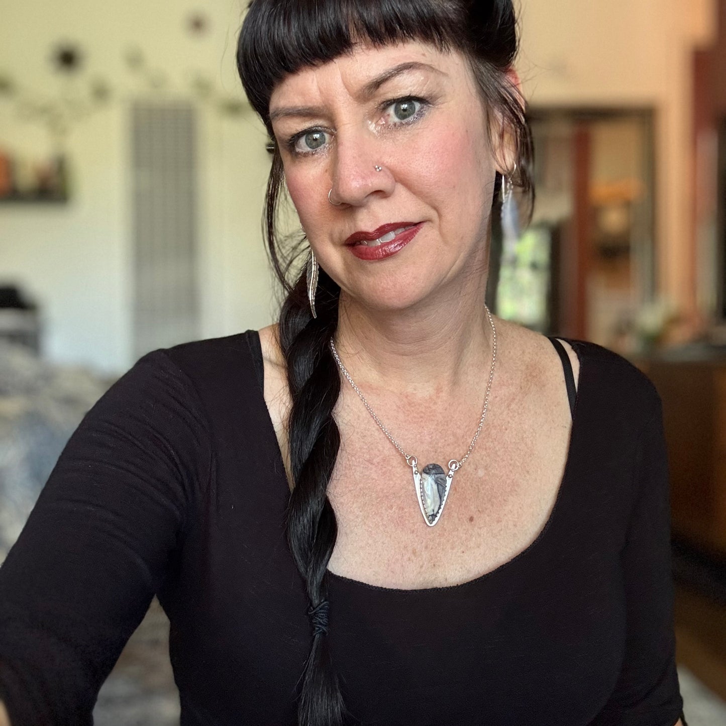 Sci-Fi Jasper | SIlver Delta Necklace