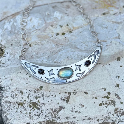 Labradorite Garnet | Cosmic Priestess Necklace