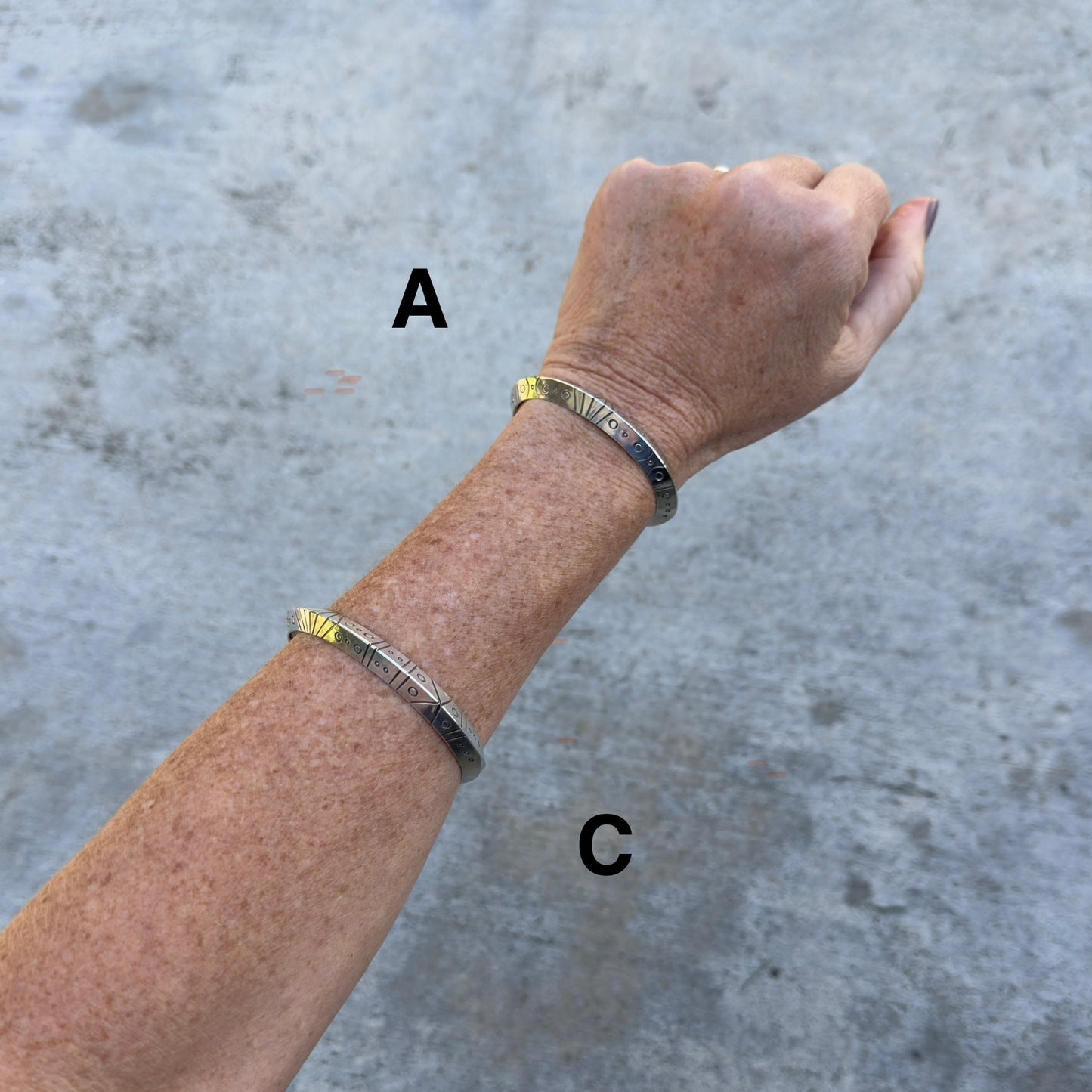 Stargate Cuff | Silver Triangle Bracelet with Symbols