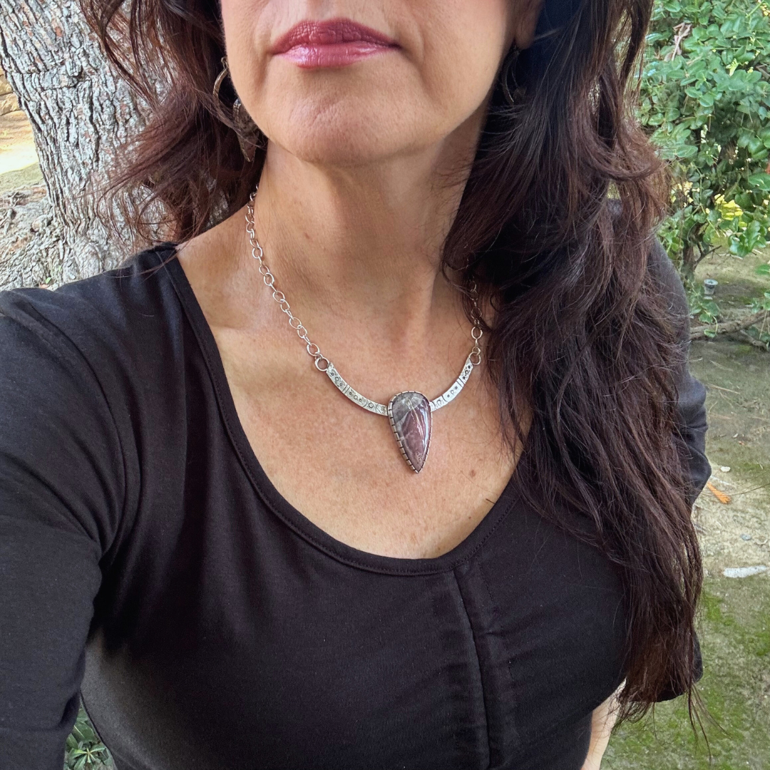 Stargate Priestess Necklace | Silver Sci-fi Jasper