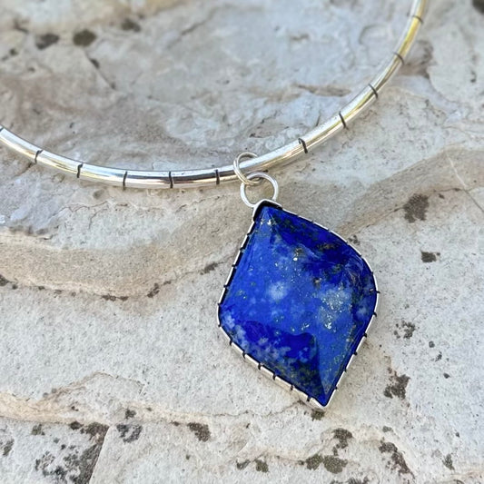 Lapis Lazuli Neck Cuff | Silver Necklace