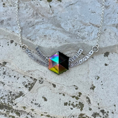 Stargate Priestess Necklace | Aura Black Jet Hexagon