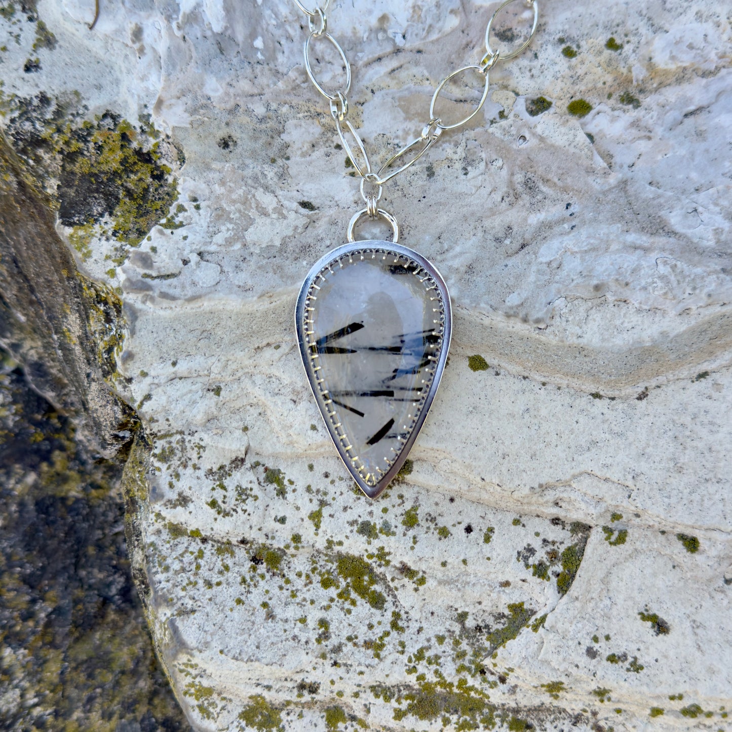 Tourmalated Quartz Pendant Necklace