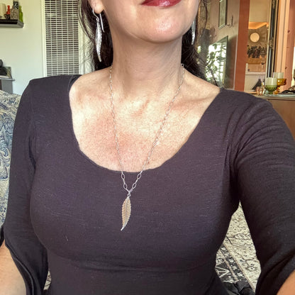Fae Leaf Necklace | Vertical