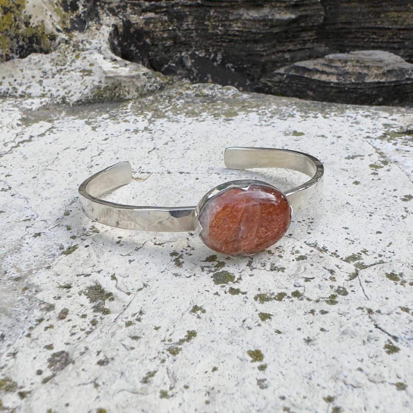 Sunstone Sterling Silver Cuff Bracelet