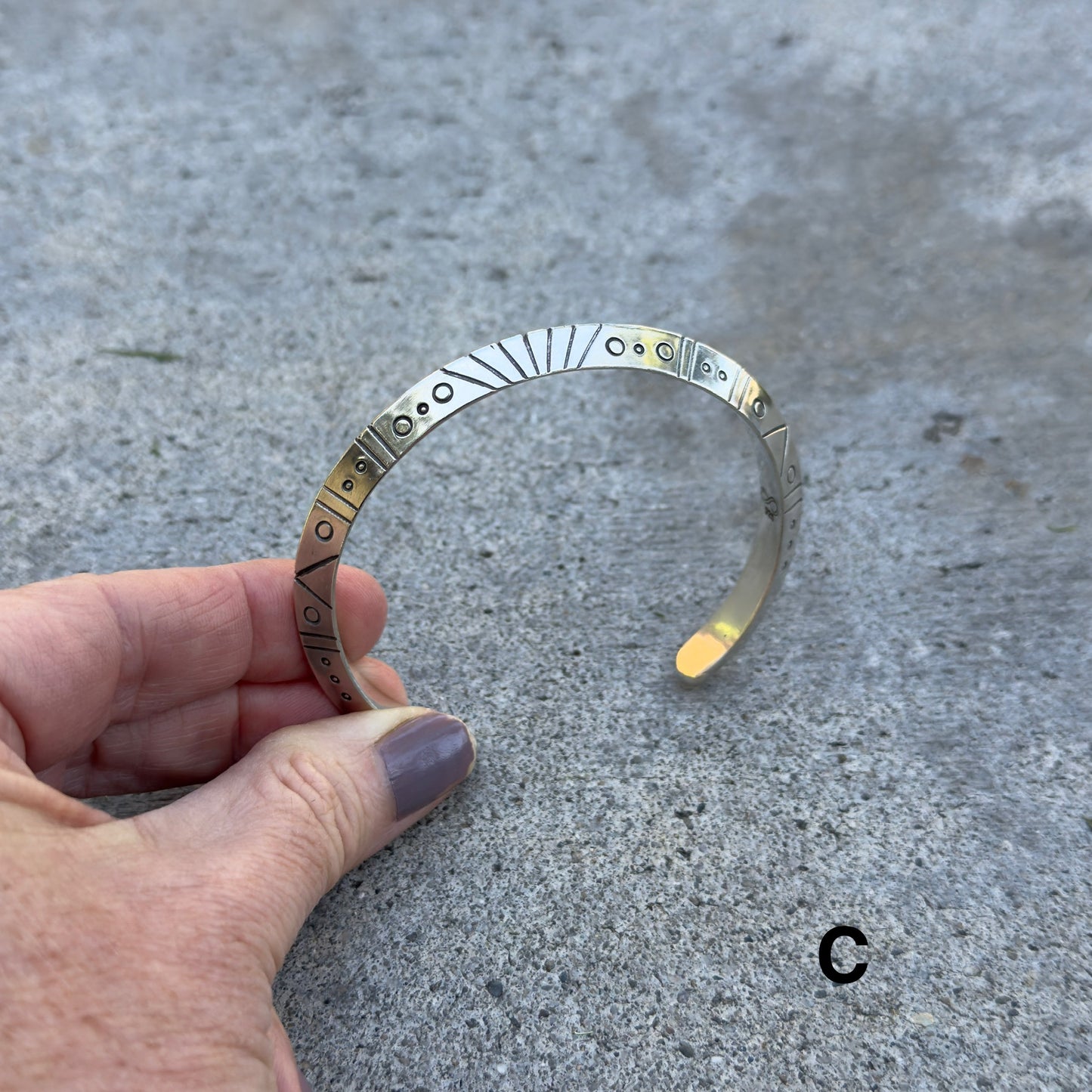 Stargate Cuff | Silver Triangle Bracelet with Symbols