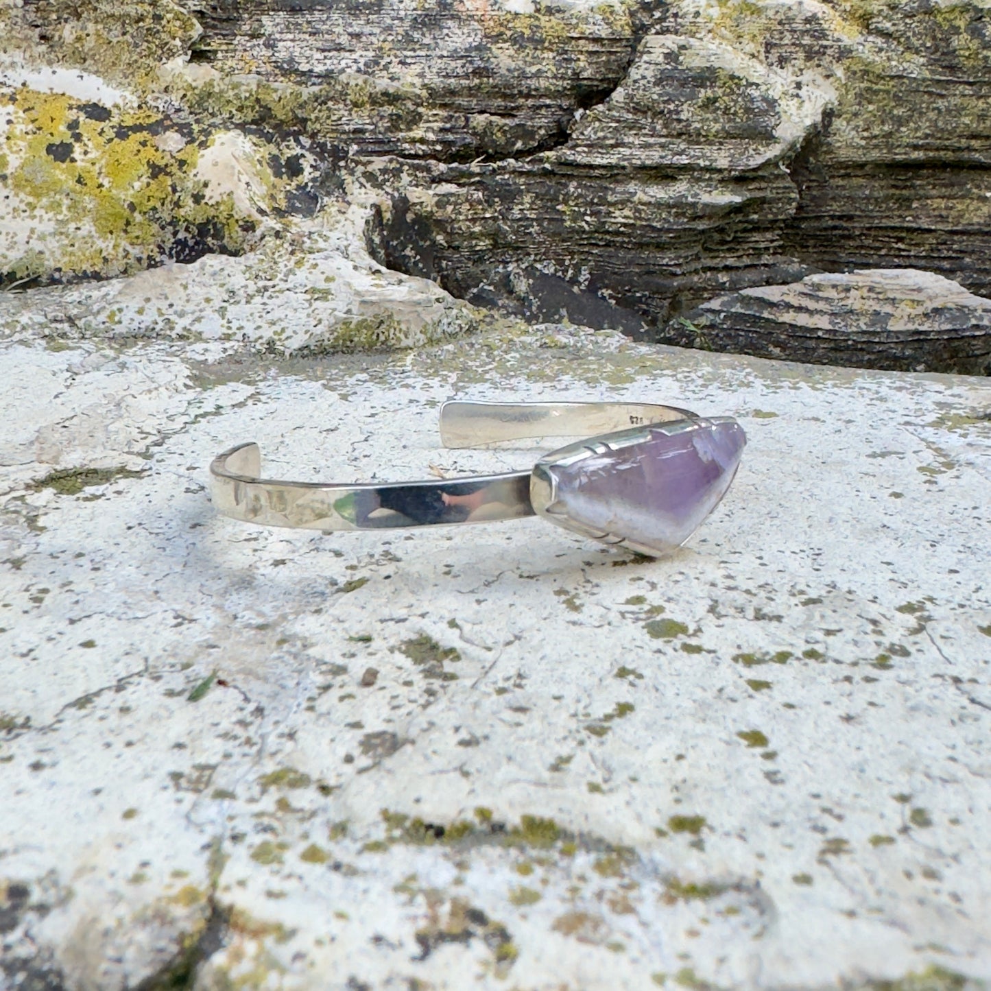 Chevron Amethyst Cuff Bracelet