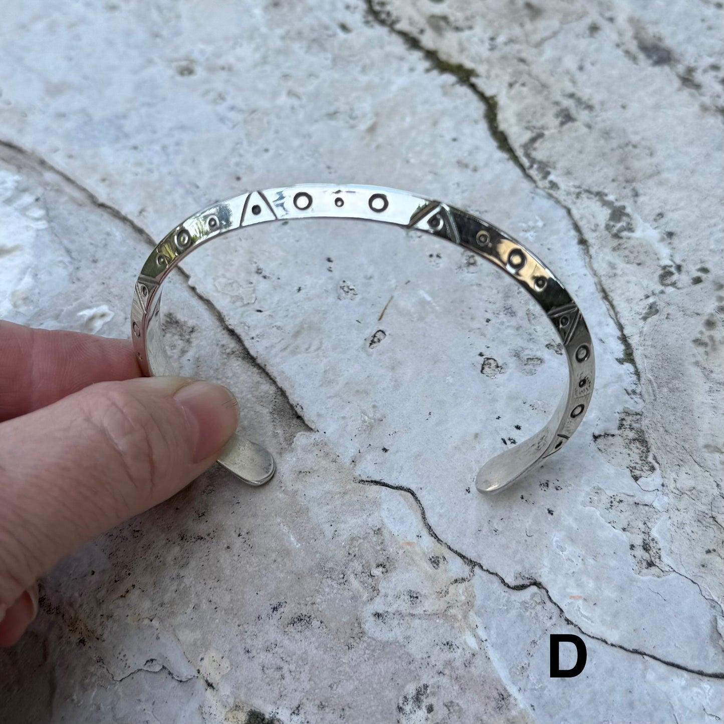 Stargate Cuff | Silver Triangle Bracelet with Symbols