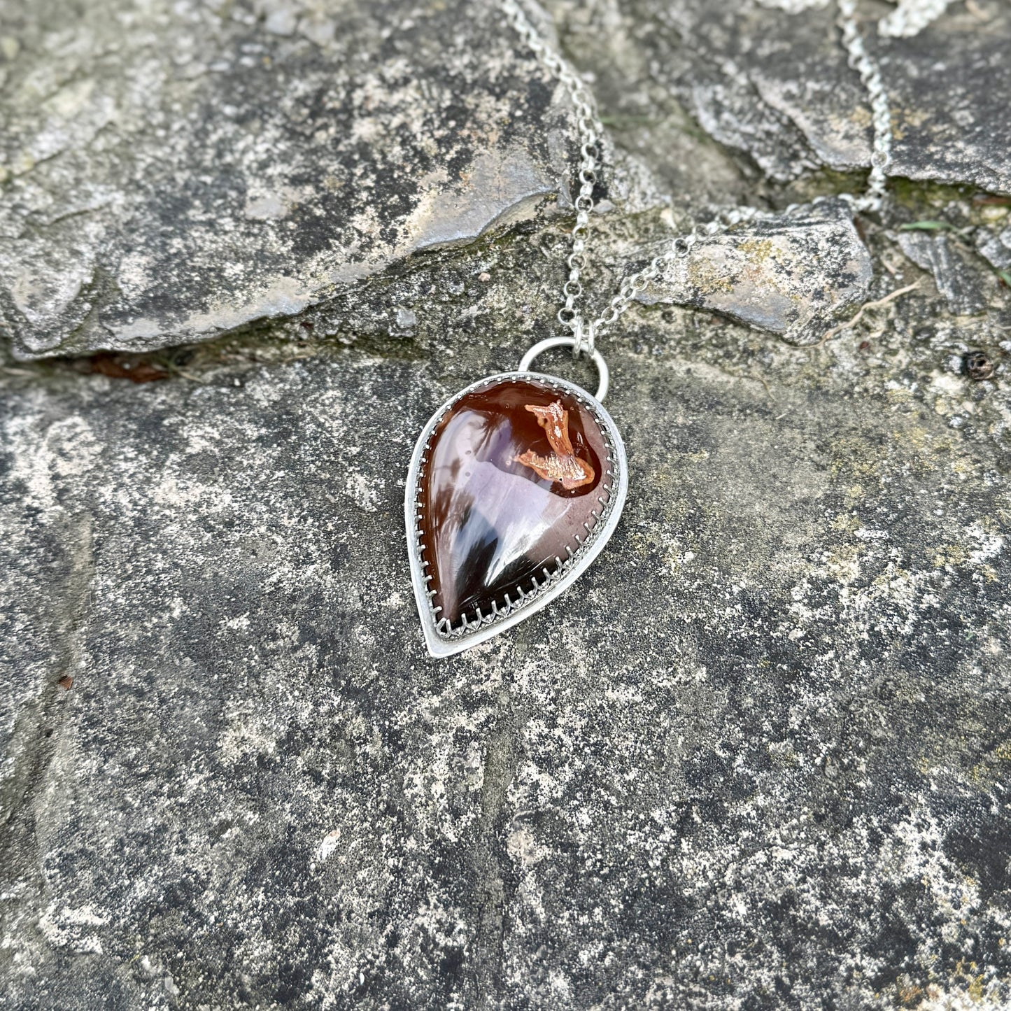 Coffee Bean Jasper Pendant Necklace