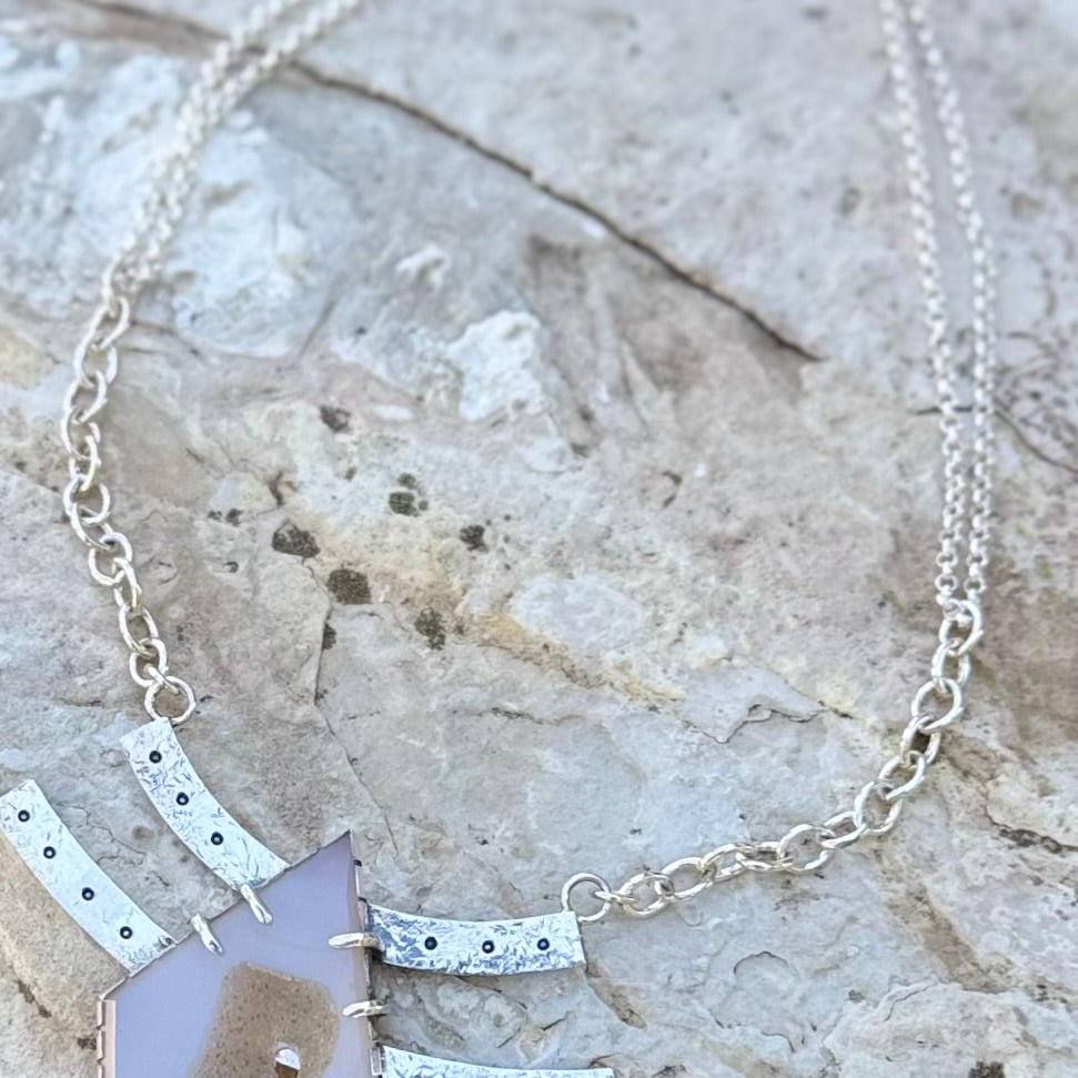 Diamond Druzy Agate | Silver Necklace