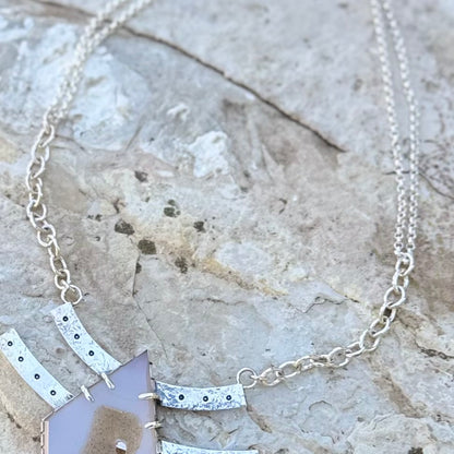 Diamond Druzy Agate | Silver Necklace