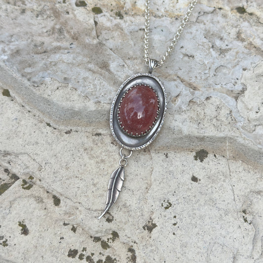 Strawberry Quartz Fae Leaf Drop Necklace