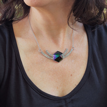 Stargate Priestess Necklace | Aura Black Jet Hexagon