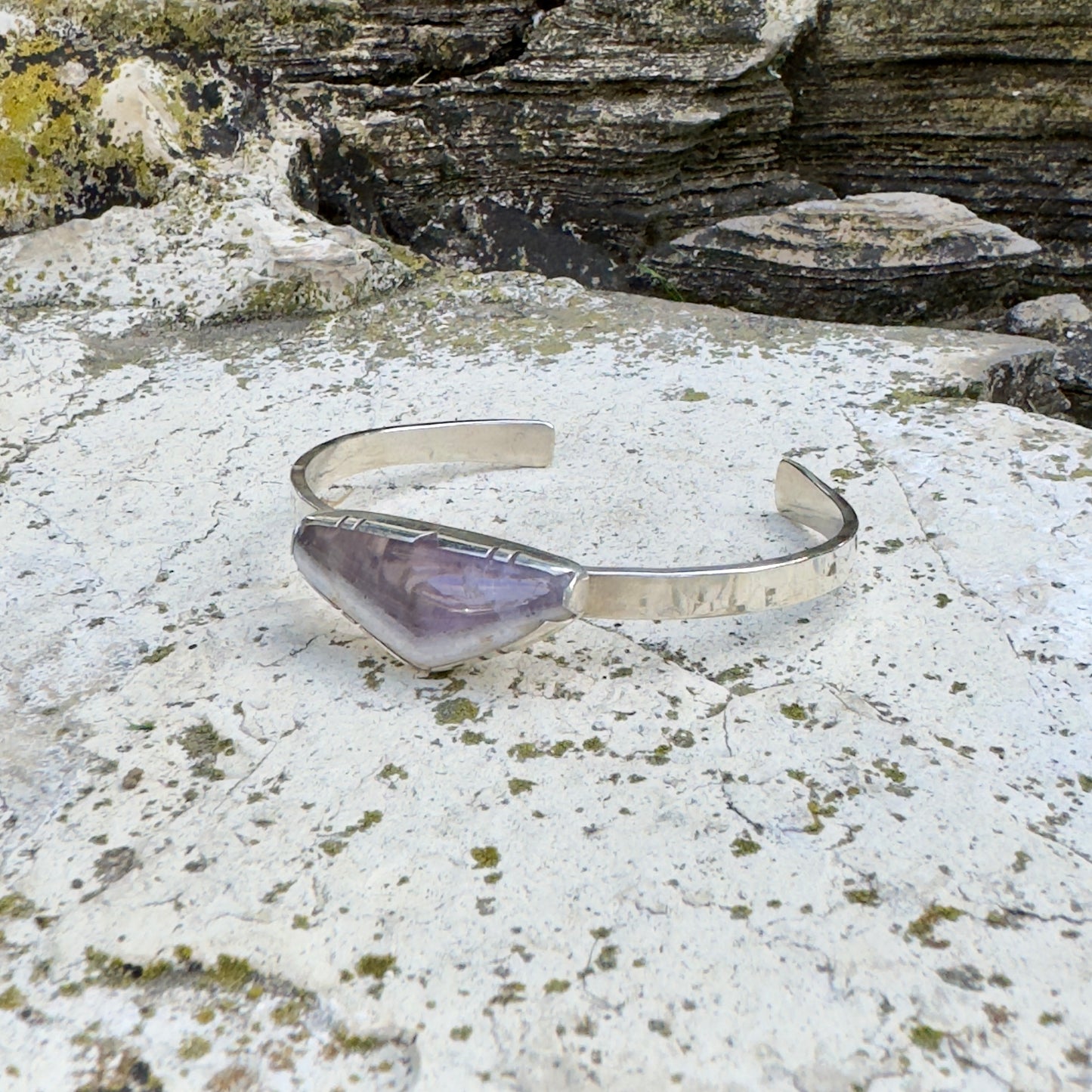 Chevron Amethyst Cuff Bracelet