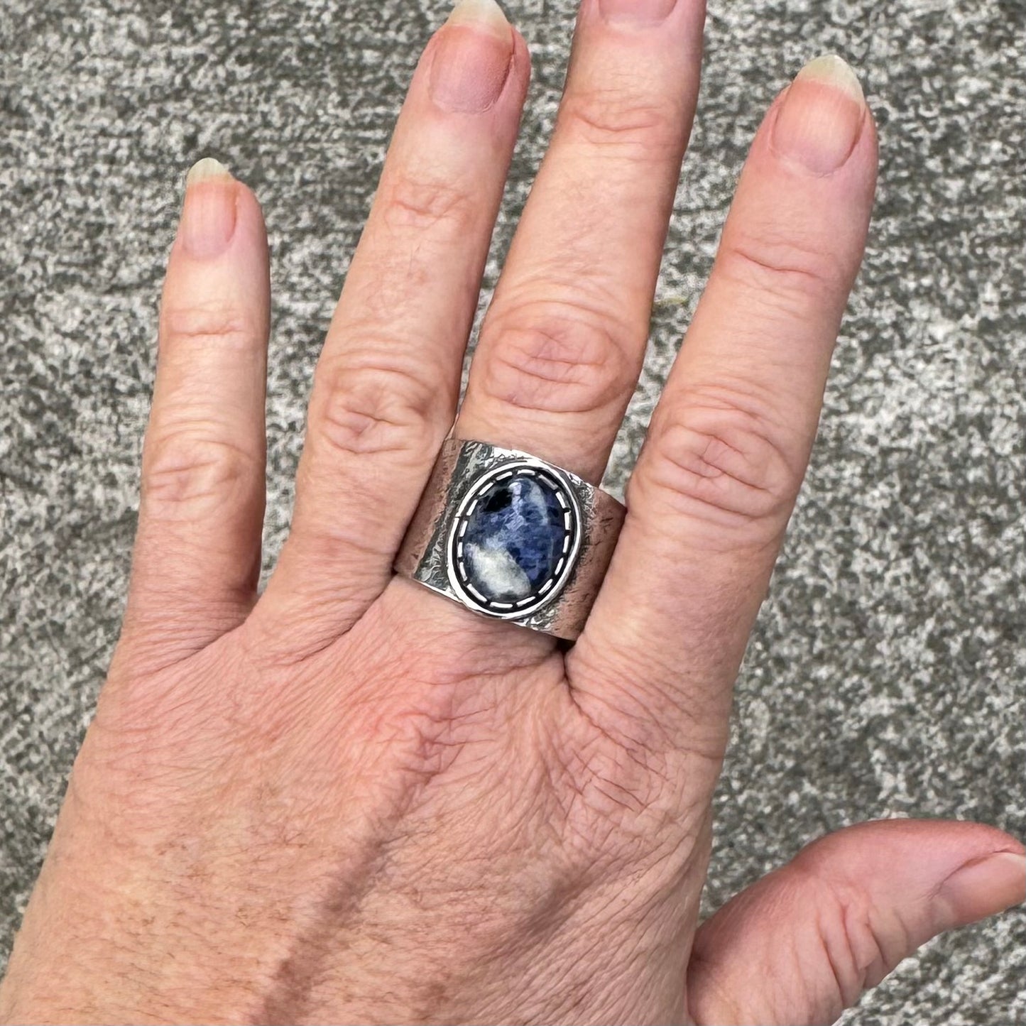 Sodalite Sterling Silver Ring ⋮ Size 12.75