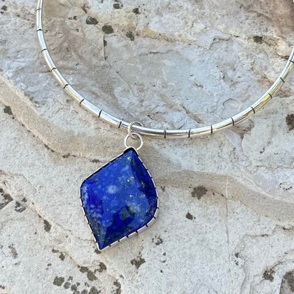 Lapis Lazuli Neck Cuff | Silver Necklace