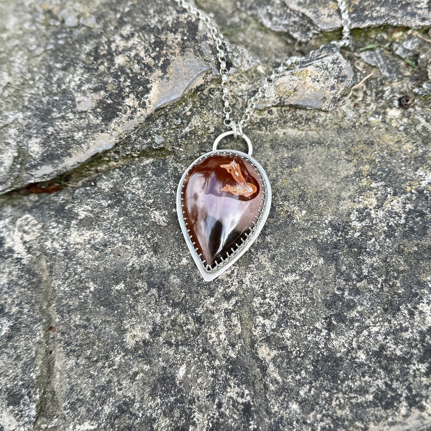 Coffee Bean Jasper Pendant Necklace