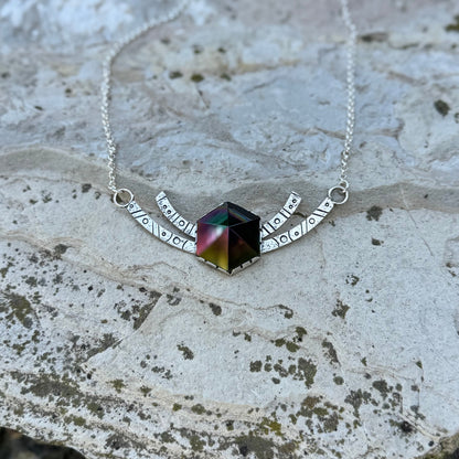 Stargate Priestess Necklace | Aura Black Jet Hexagon