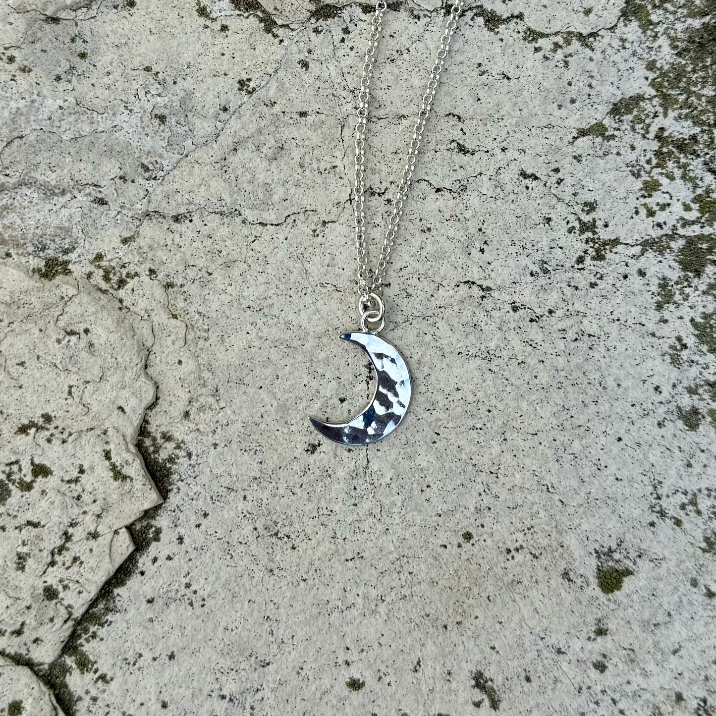 Crescent Moon Necklace ⋮ Hammered