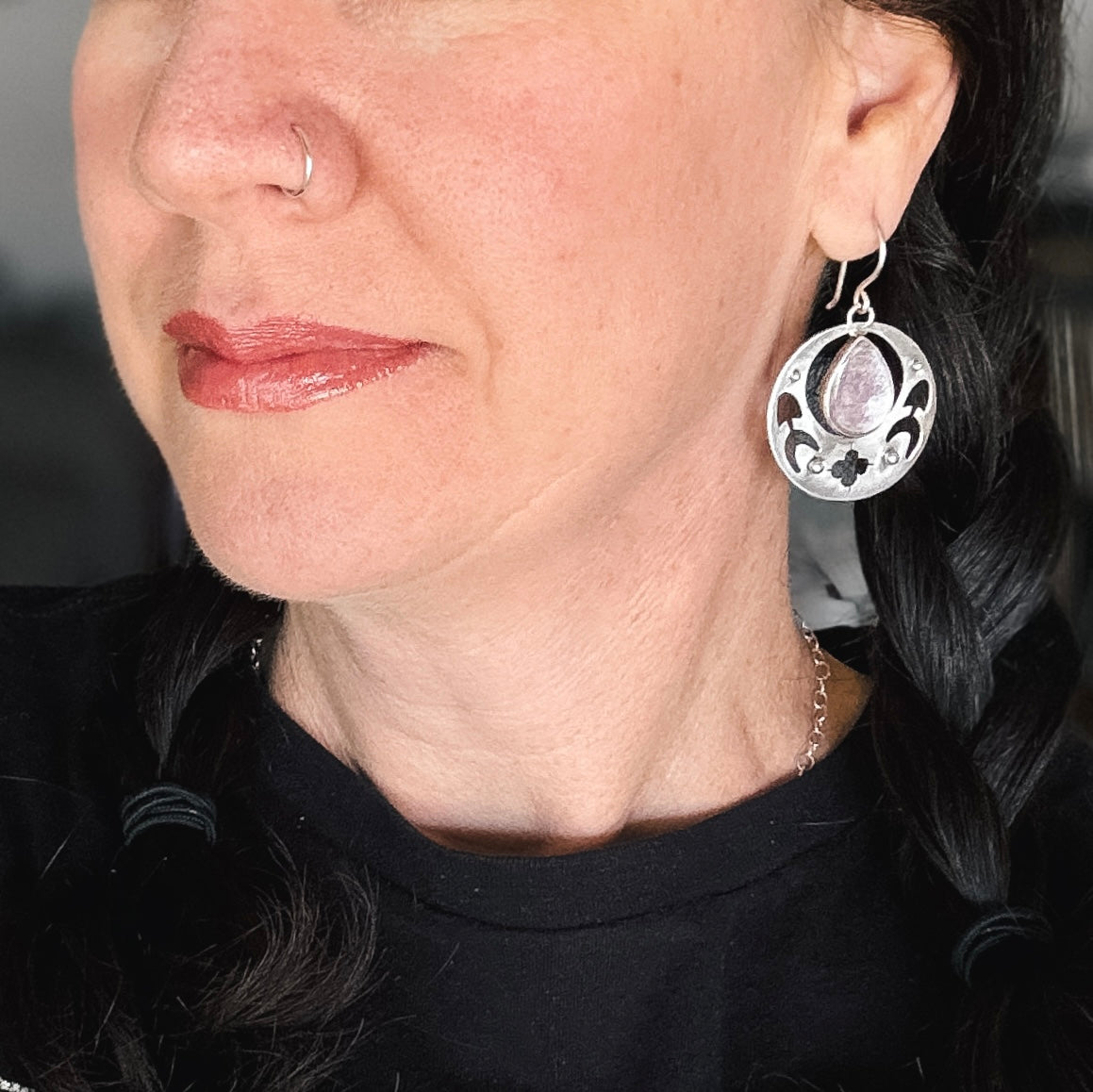 Floral Medallion Earrings with Stone