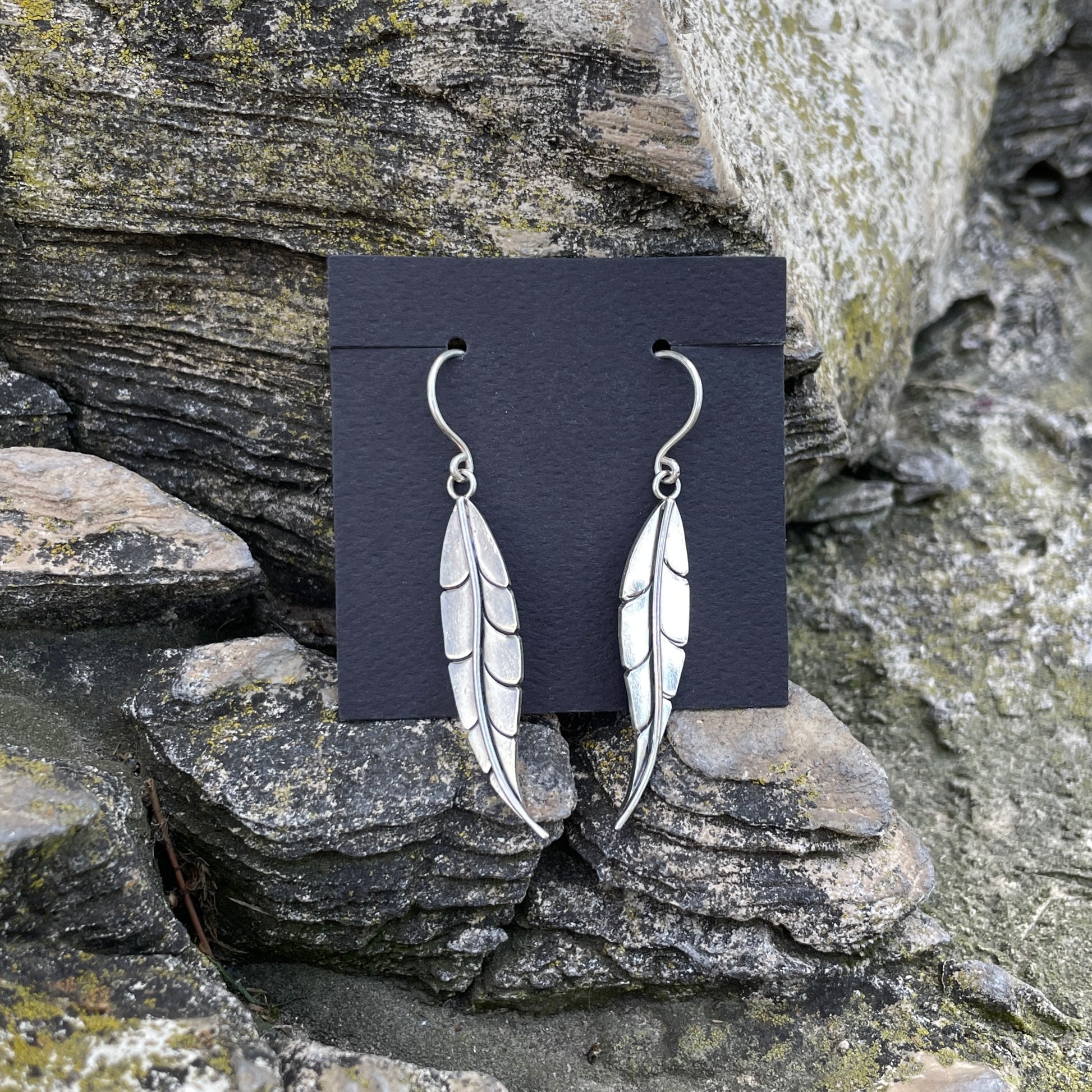 photo of sterling silver leaf earlings