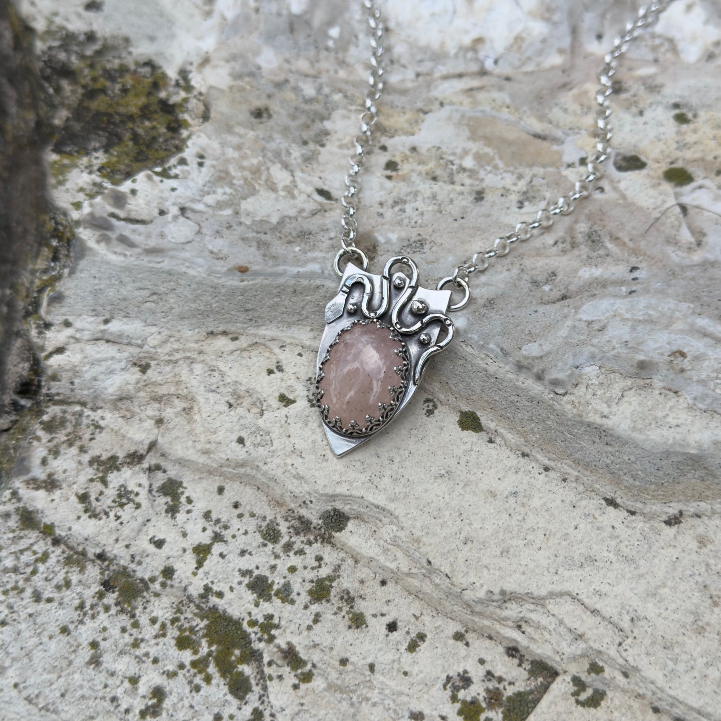 Serpent Shield Necklace ⋮ Morganite