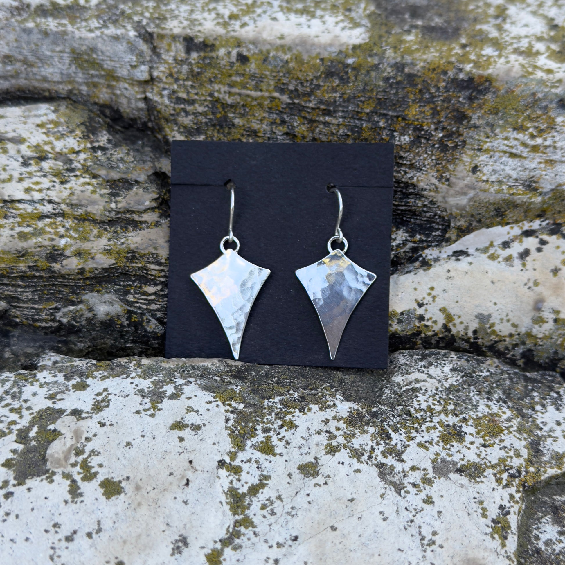 photo of hammered texture silver star earrings