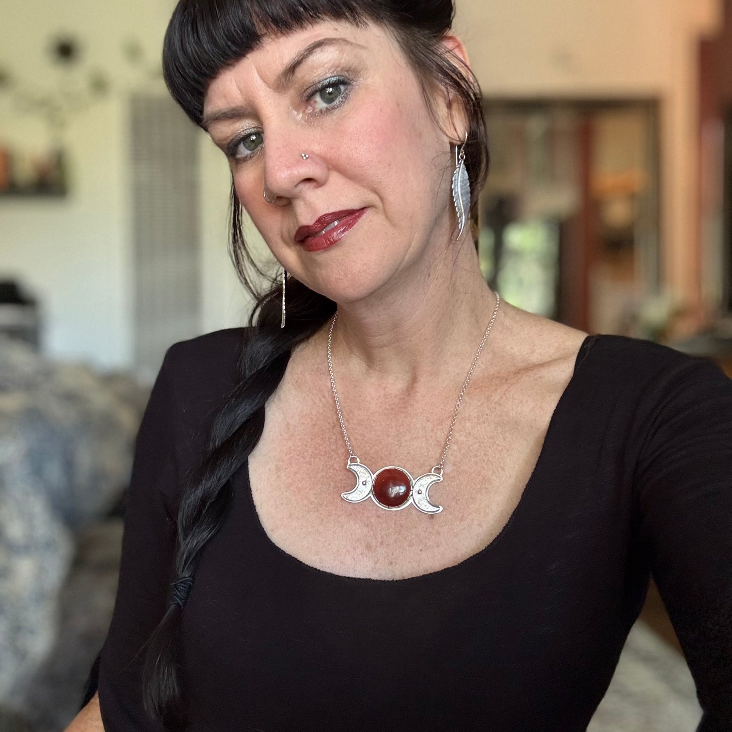 Triple Moon Necklace | Carnelian