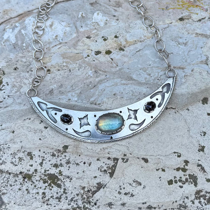 Labradorite Garnet | Cosmic Priestess Necklace