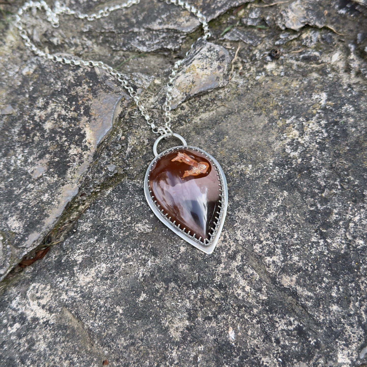 Coffee Bean Jasper Pendant Necklace