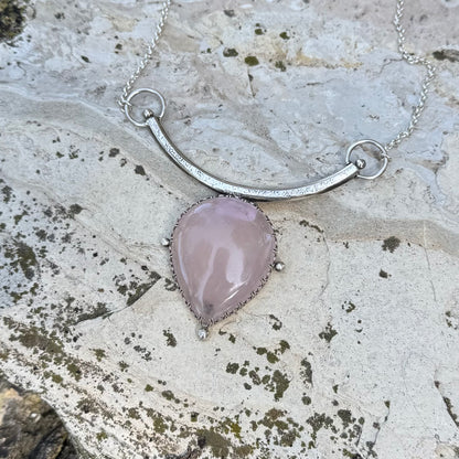 Guinevere Necklace | Rose Quartz & Silver