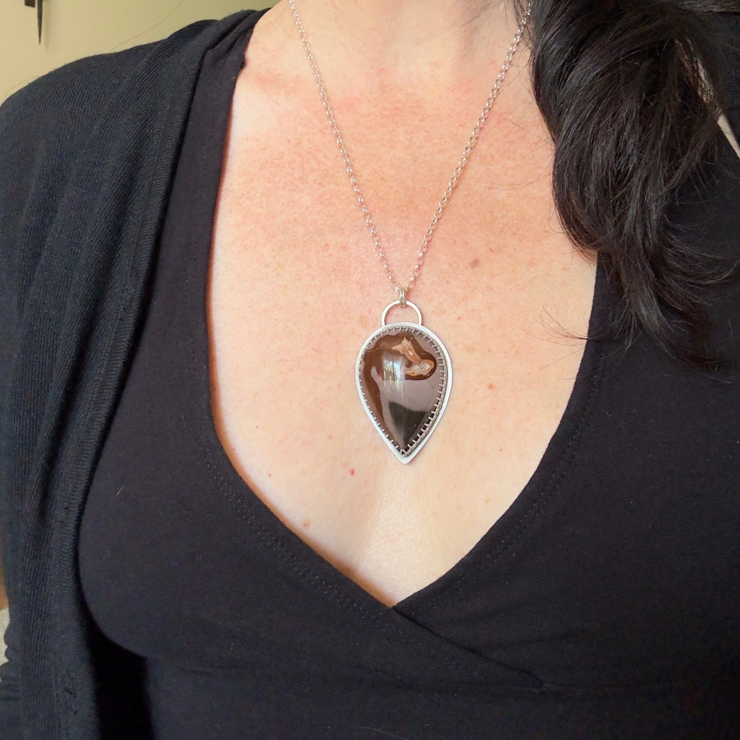 Coffee Bean Jasper Pendant Necklace