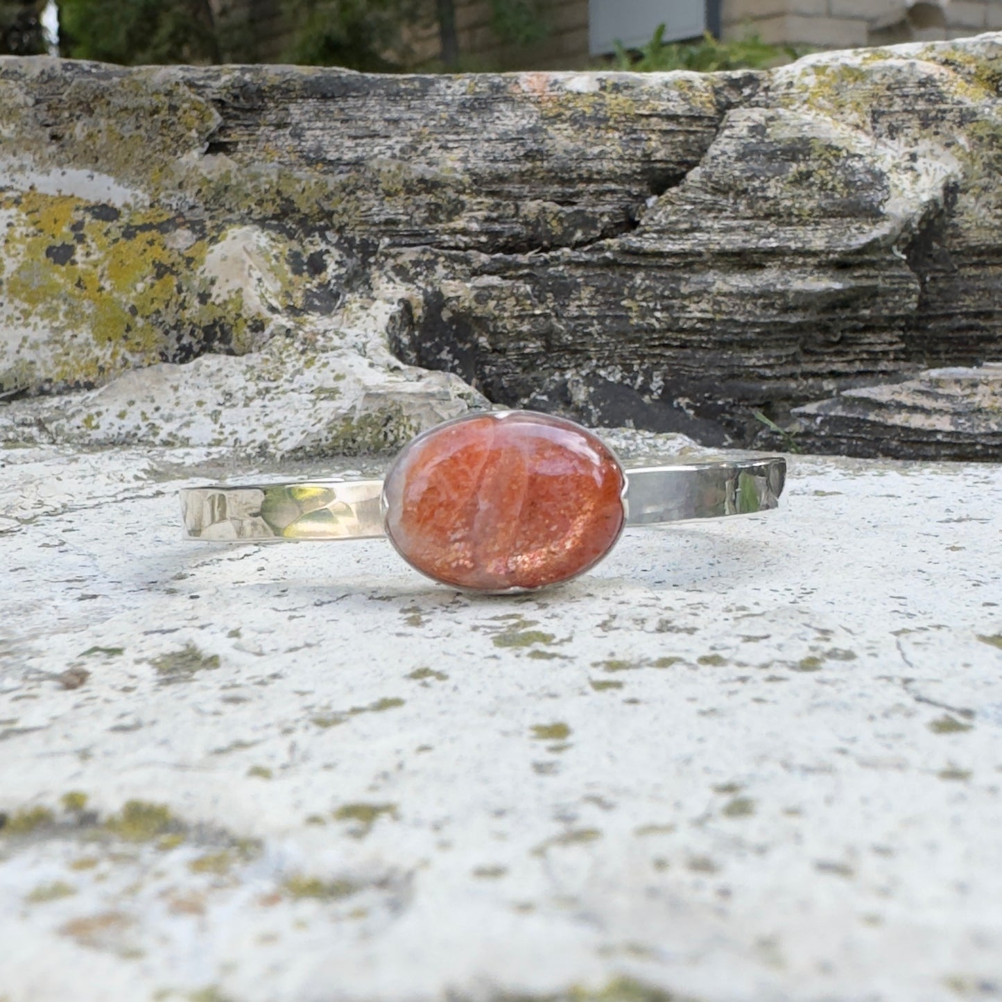 Sunstone Sterling Silver Cuff Bracelet