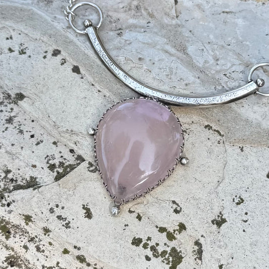Guinevere Necklace | Rose Quartz & Silver
