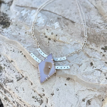 Diamond Druzy Agate | Silver Necklace