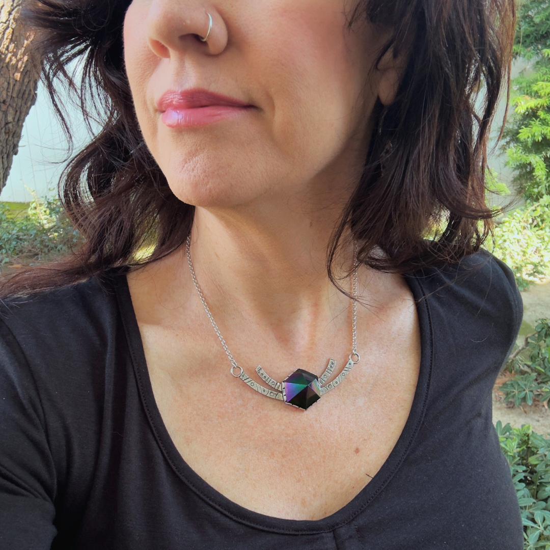 Stargate Priestess Necklace | Aura Black Jet Hexagon