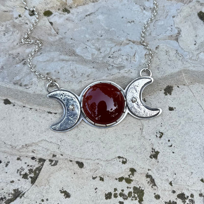 Triple Moon Necklace | Carnelian