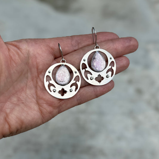 Floral Medallion Earrings with Stone
