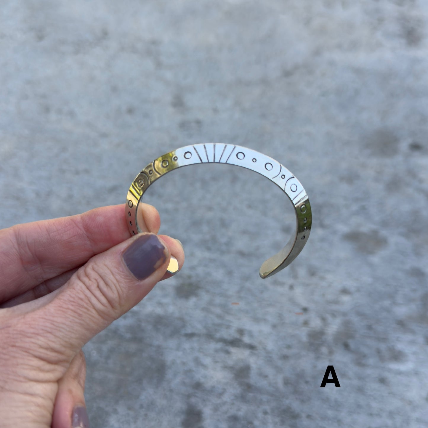 Stargate Cuff | Silver Triangle Bracelet with Symbols