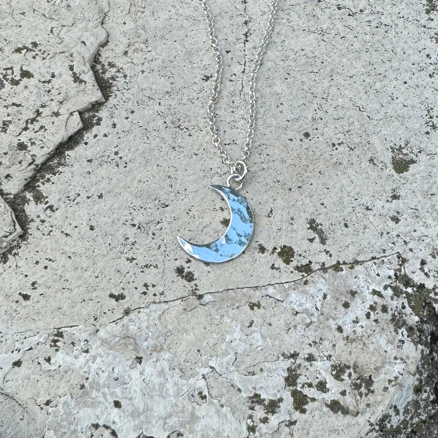 Crescent Moon Necklace ⋮ Hammered