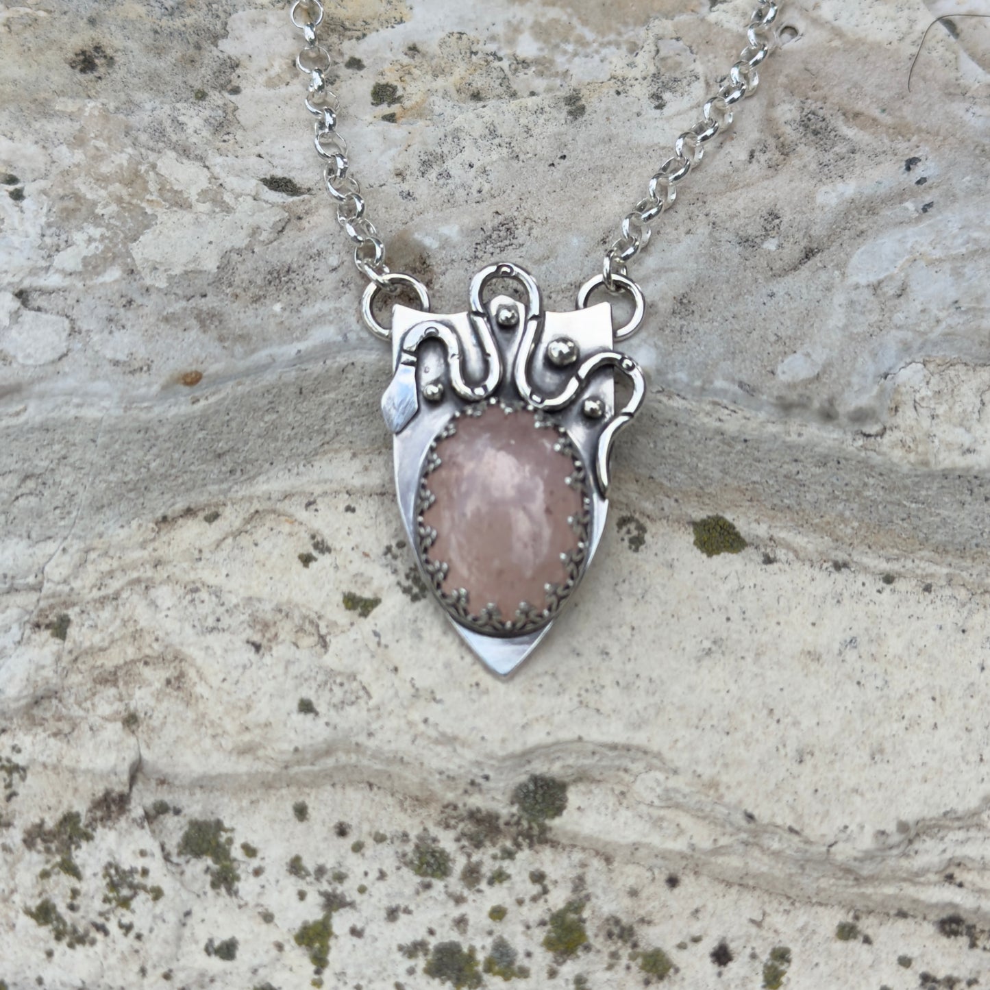 Serpent Shield Necklace ⋮ Morganite